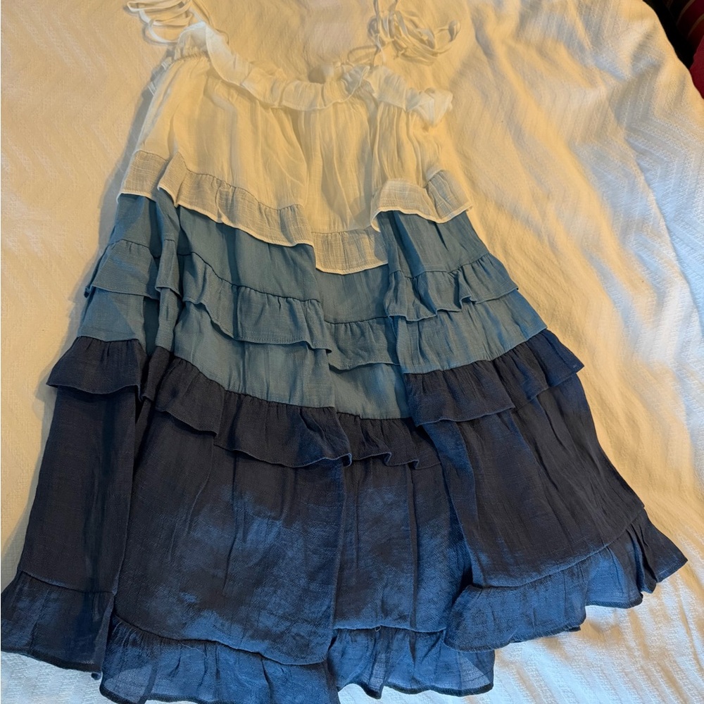 Altar'd State Blue and White Layered Mini Dress